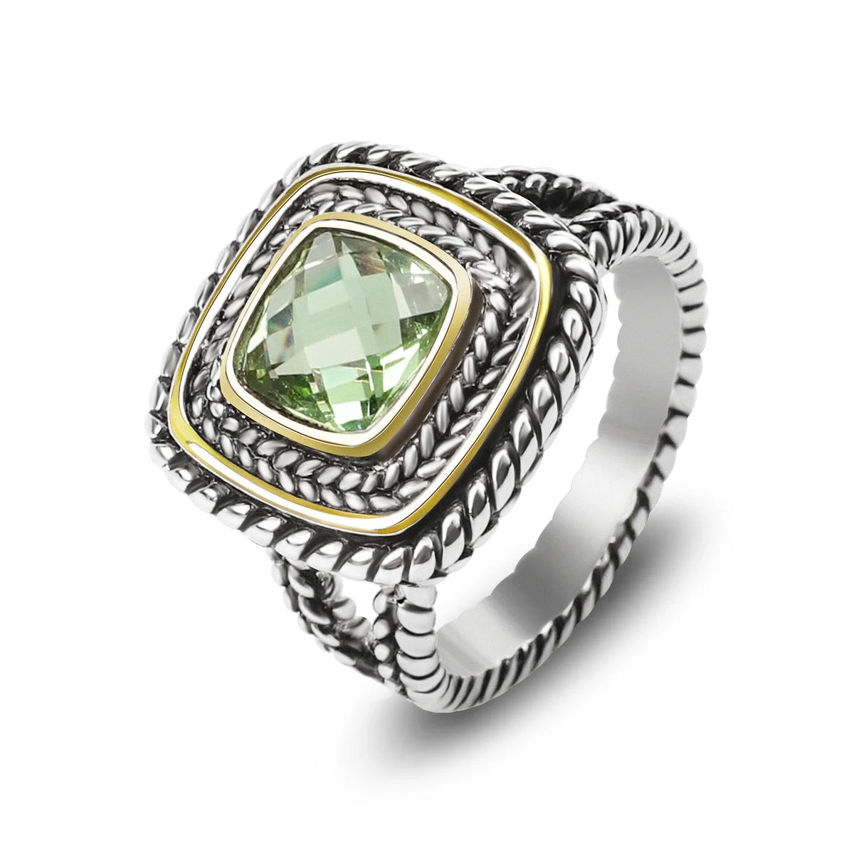 Designer Inspired Two Tone Statement Rings for Women 18K Gold Plated Fashion Brand Engagement Wedding Ring