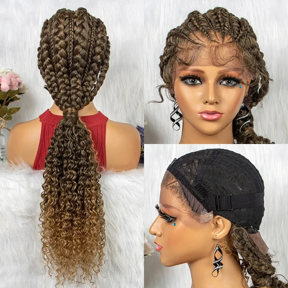 Braided Ponytail Wig | Kinky Curly Lace Front with Baby Hair