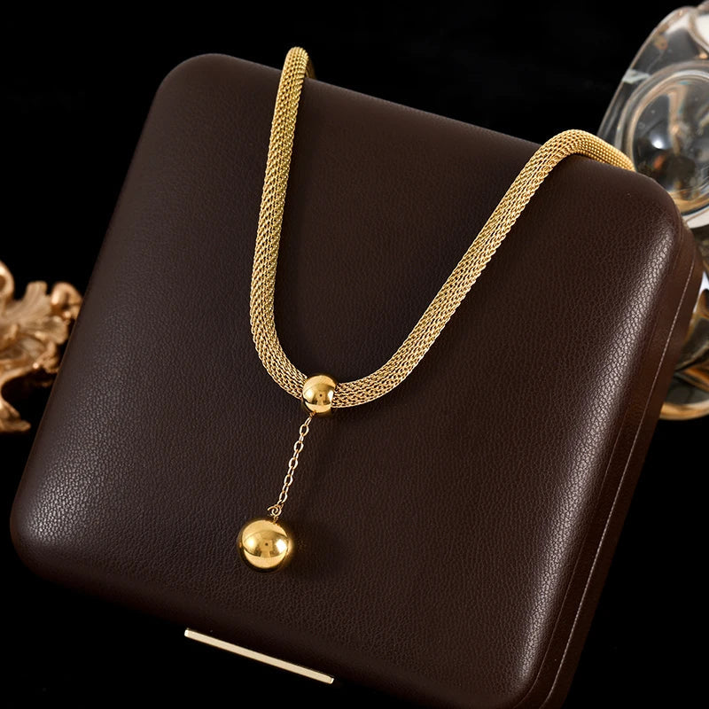 GANEMLY 316l Stainless Steel Luxury Bling Cubic Zirconia Eye Droplets Pendant Necklace Women Chic Romantic Waterproof Jewelry