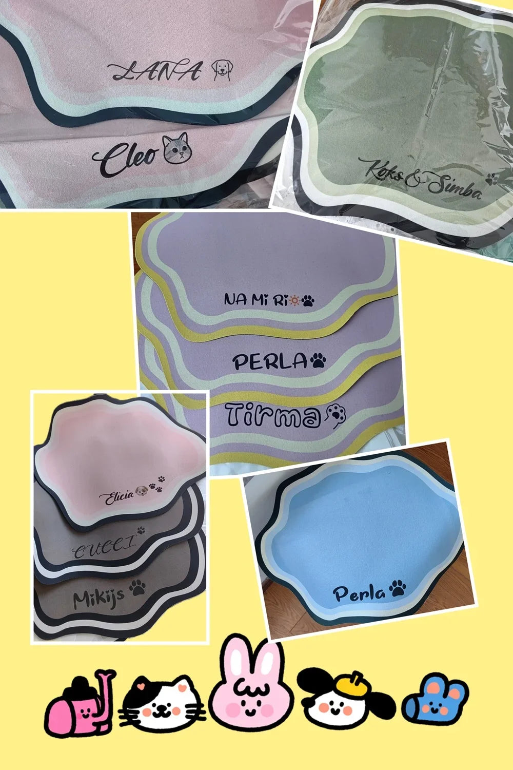  Custom Pet Feeding Mat Cute Shape Dog Diatom Mud Floor Mat Non-Slip Waterproof Home Decoration Dog Feeding Pad