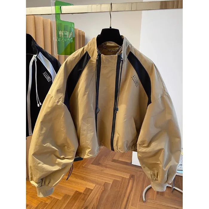 Zipper Design Niche Loose Casual Stand Collar Windbreaker Jacket Spring and Autumn Short Jacket Jacket Top