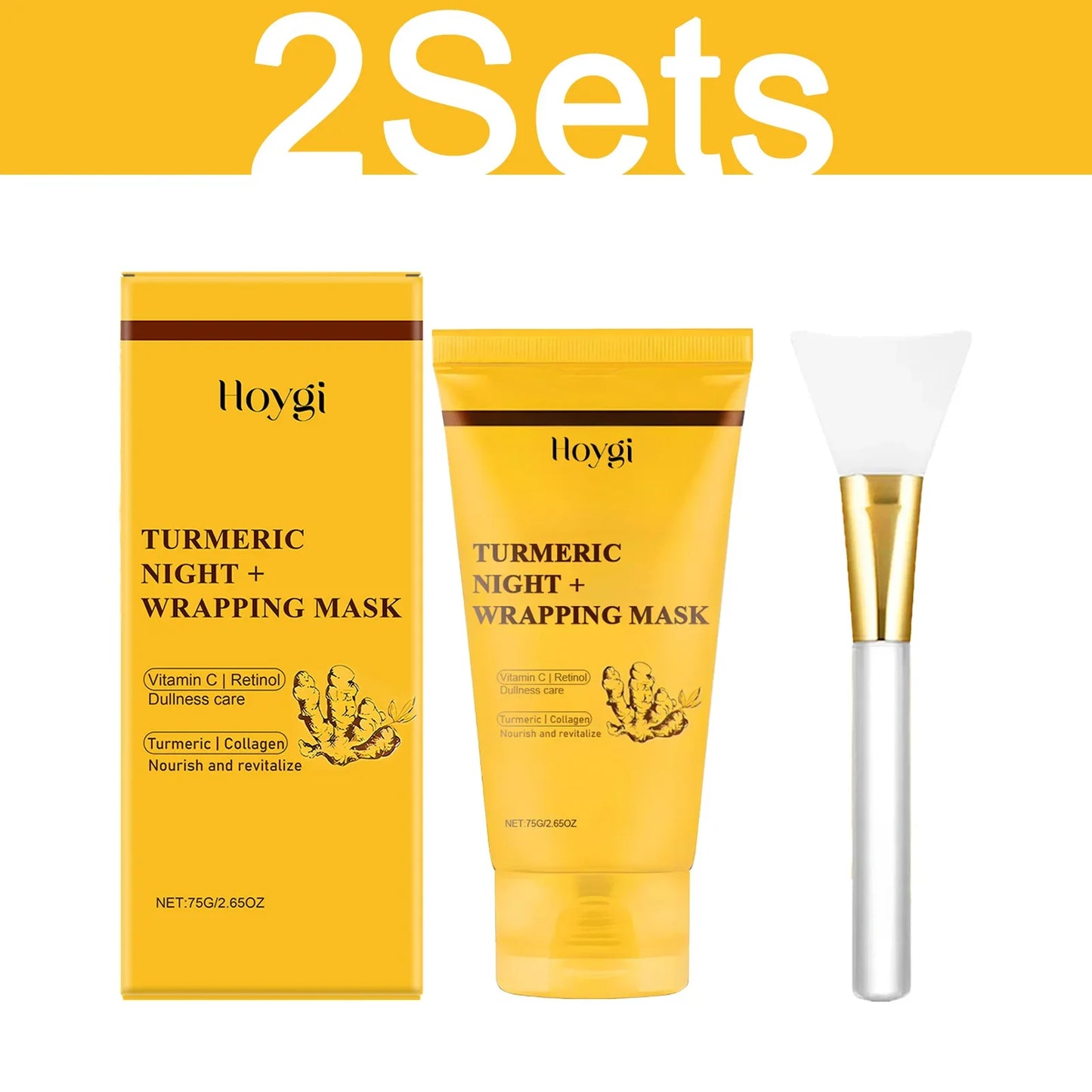 HOYGI Turmeric Collagen Mask Cleansing Pore Improves Spots Gentle Exfoliation Brightening Dullness Smoothing Peel-off Mask 75g
