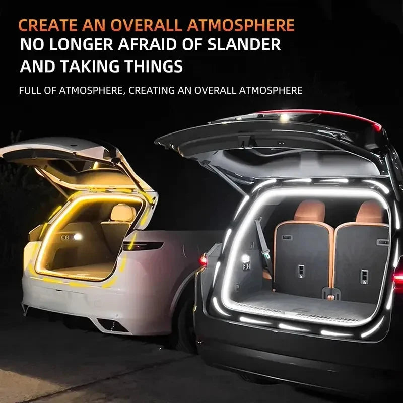 Car high brightness trunk lighting ambient light interior decoration LED wiring free automatic sensing tailgate light strip
