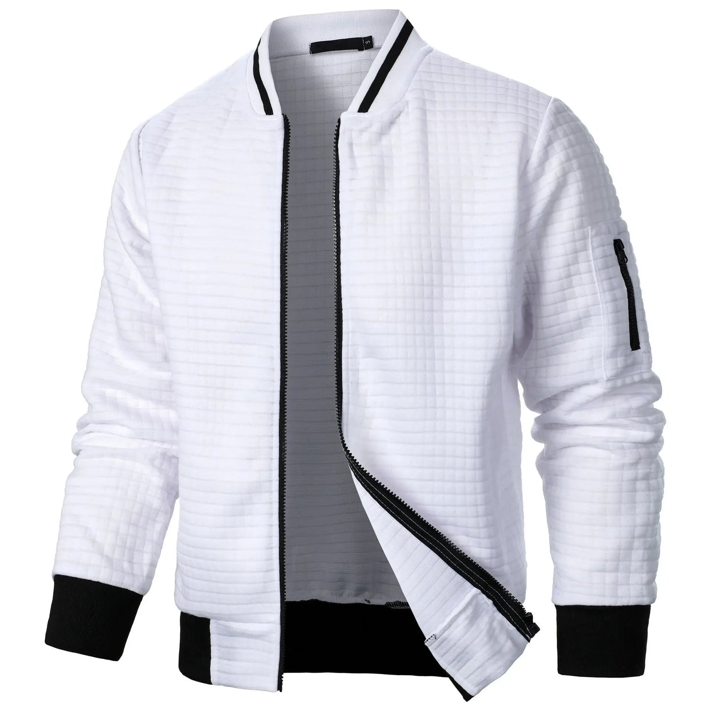 2024 Hot Selling Men's Four Seasons Waffle Full Zipper Top Men's Slim Fit Versatile Sweatshirt Men's Casual Cardigan Sweatshirt