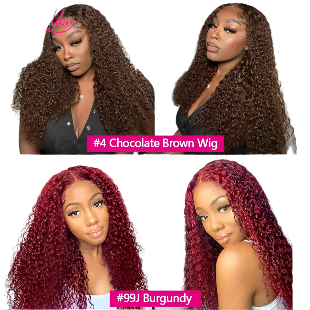 30 Inch Burgundy 99J Curly Human Hair Wig | 13x6 Lace Frontal | 200% Density