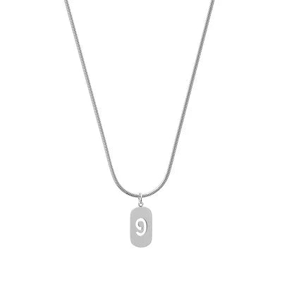 Stainless Steel Angel Number Necklace 0 1 2 3 4 5 6 7 8 9 Rectangle For Women Men Hollow Lucky Number Chain Necklaces Jewelry