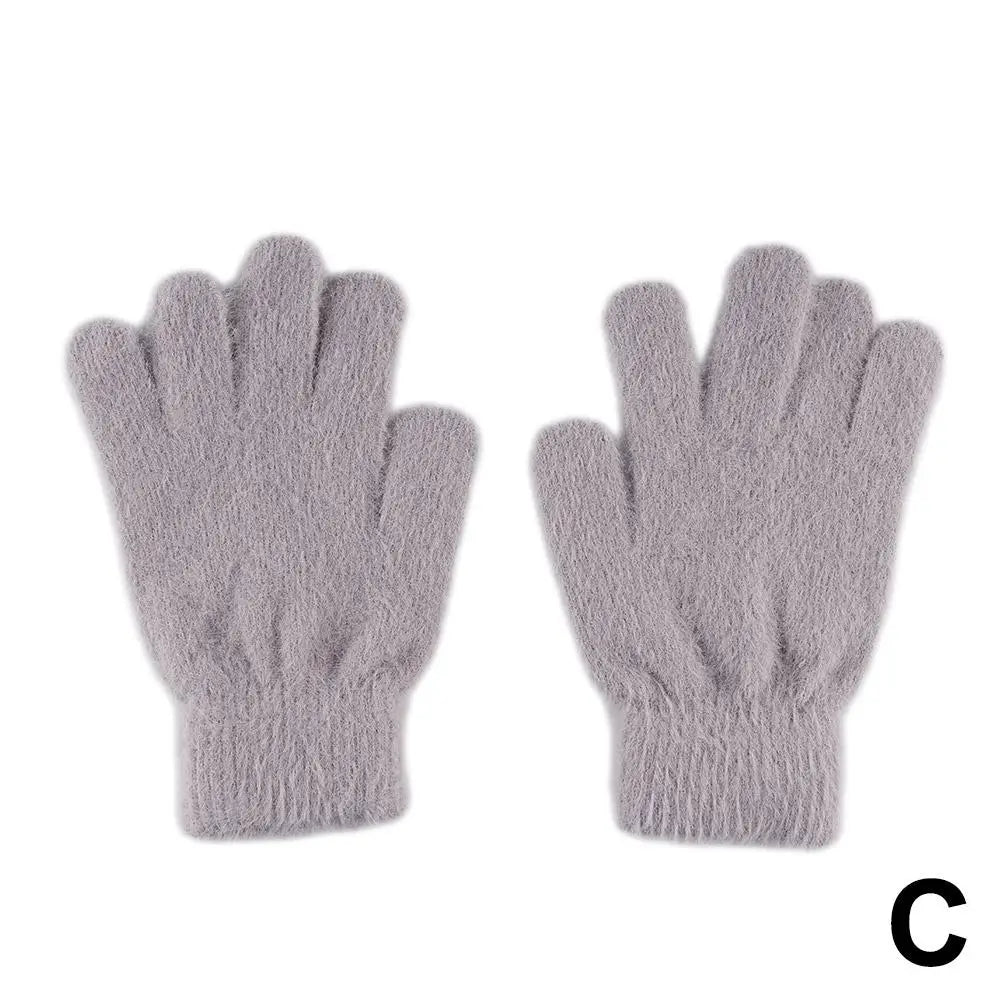 Winter Gloves Mink Velvet Five Finger Gloves Plush Warm Cold-proof Gloves Women Outdoors Cycling Solid Color Mittens