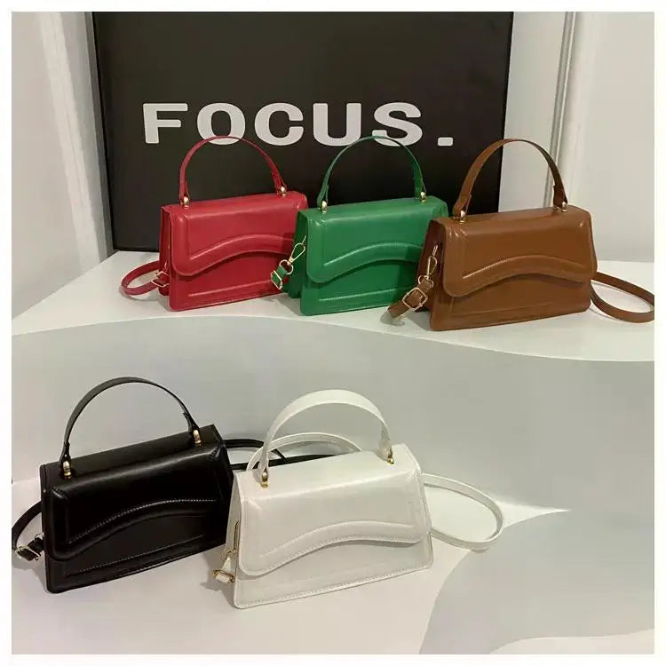 High Quality PU Leather Handbag & Purse for Women | Solid Color Shoulder Crossbody Bag (Lady Messenger, Small Tote for Girls)