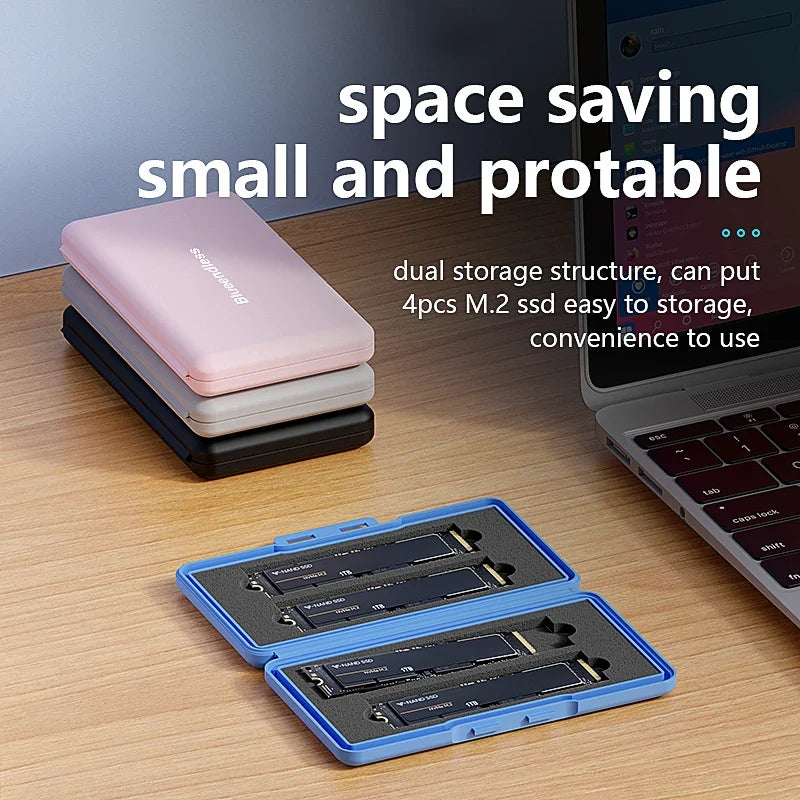 4-Slot M.2 SSD Case Storage Case 2280 SSD Enclosure Bag for SSD Case SATA NVme Hard Disk Box for SSD Shockproof Portable Box