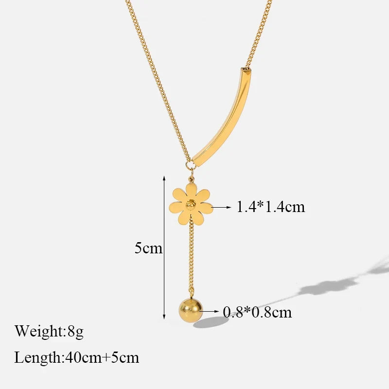 GANEMLY 316l Stainless Steel Luxury Bling Cubic Zirconia Eye Droplets Pendant Necklace Women Chic Romantic Waterproof Jewelry
