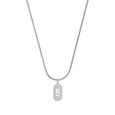 Stainless Steel Angel Number Necklace 0 1 2 3 4 5 6 7 8 9 Rectangle For Women Men Hollow Lucky Number Chain Necklaces Jewelry