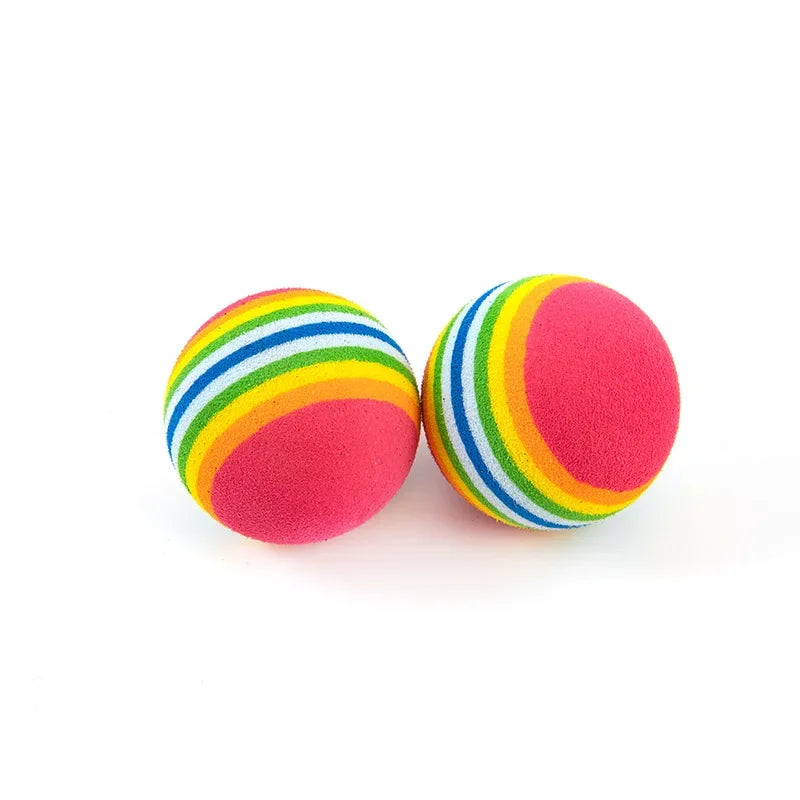 10-100x Colorful Cat Toy Ball EVA Bite-Resistant Elastic Rainbow Ball Kitten Puppy Chewing Training Interactive Toy Pet Supplies