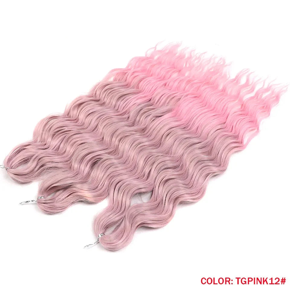 24" Orange Twist Crochet Hair | Synthetic Deep Wave Braiding Hair Extensions | Water Wave Hair | Heat Resistant Fiber | 60 Strands/Pack