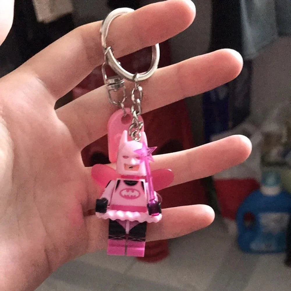 Beautiful Handmade 3D Fairy Star Pink Black Bat Keychain Y2k Heart Block Key Ring Backpack Pendant Couple Keychain Gifts