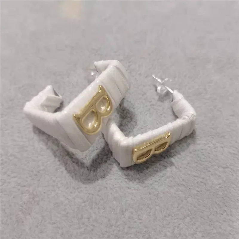 28 Colors Zebra Pu Leather Square Hoop Earrings For Women Fashion Jewelry Letter Alphabet Geometric Stripe Pendientes Mujer