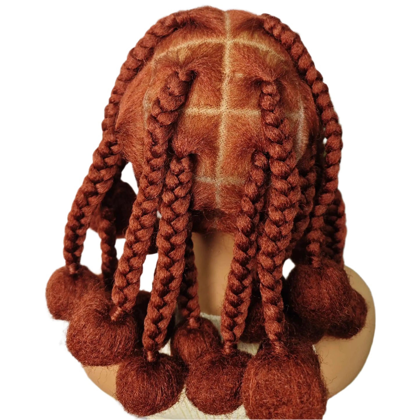 12" Ginger Orange Knotless Box Braiding Wig | Transparent Lace Front Synthetic Hair with Baby Hair