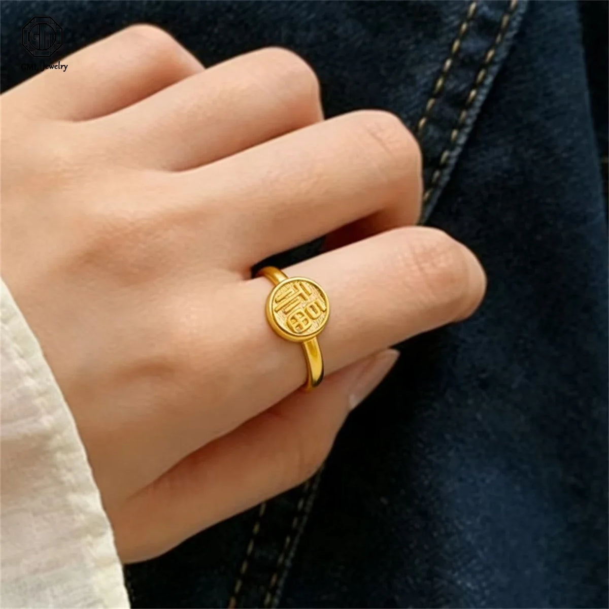 Sand Gold Adjustable Ring Matte Wide Band Openable Fade Resistant Unisex Couple Jewelry Solid Minimalist Gift