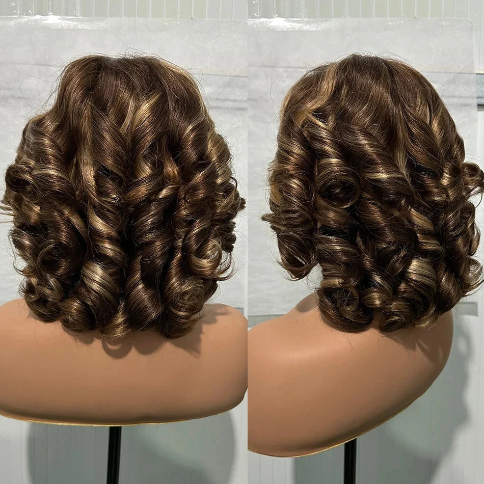 100% Human Hair Curly Bob Wigs | 5x5 HD Lace Closure, Glueless Ready to Wear