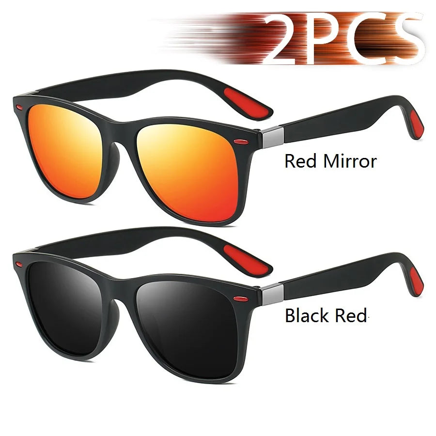 1-2-3PCS Fashion Vintage Square Unisex Driving Fishing Sunglasses Men Women Luxury Brand Designer Sun Glasses Anti-Glare Eyewear