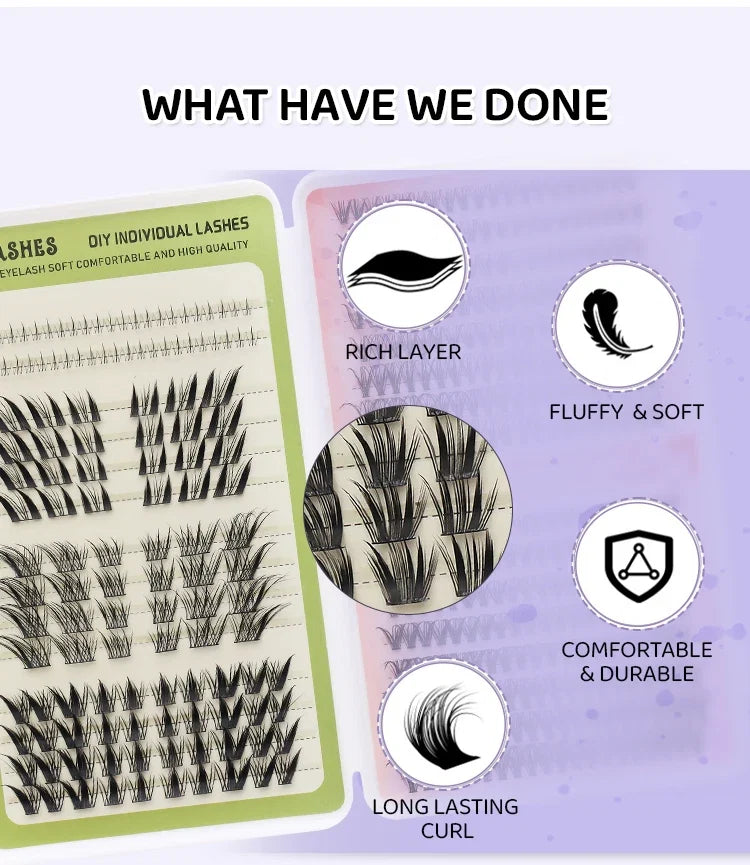 DINGSEN Eyelash Clusters Book Large Capacity Volume Individual Lashes Book Natural Long DIY Cluster Eyelash Extensions Makeup