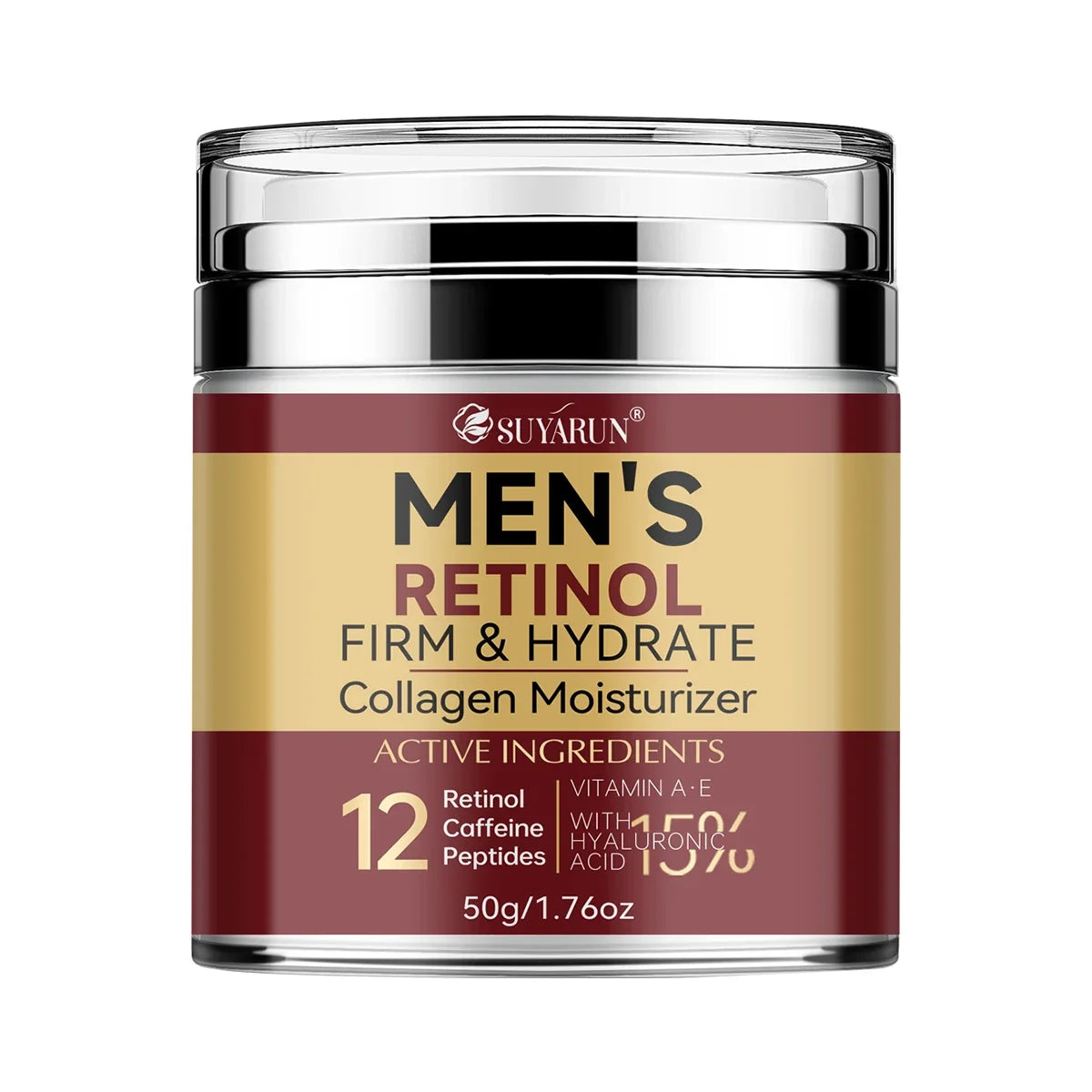 Collagen Retinol Men's Face Cream - Anti-Aging Wrinkle Reduction & Firming Moisturizer, Oil-Free Hydrating Skincare for Men.