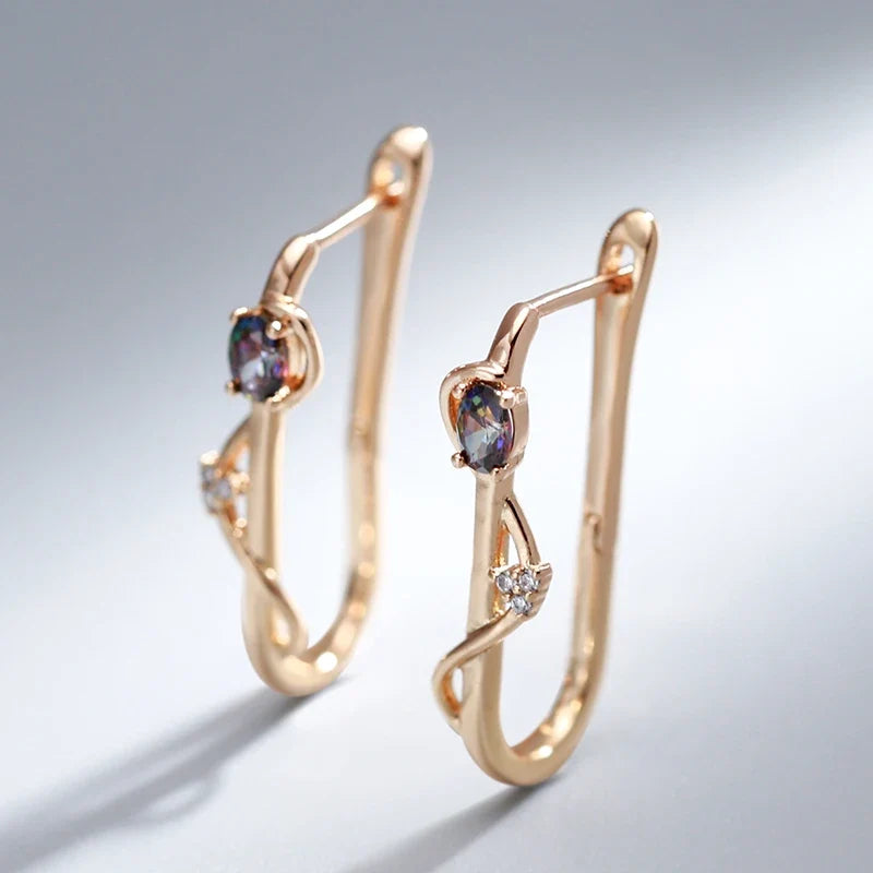 Kinel New 585 Rose Gold Long Earrings Trendy Natural Zircon Earrings Luxury Jewelry 2022 Gifts For Girls'Temperament Accessories