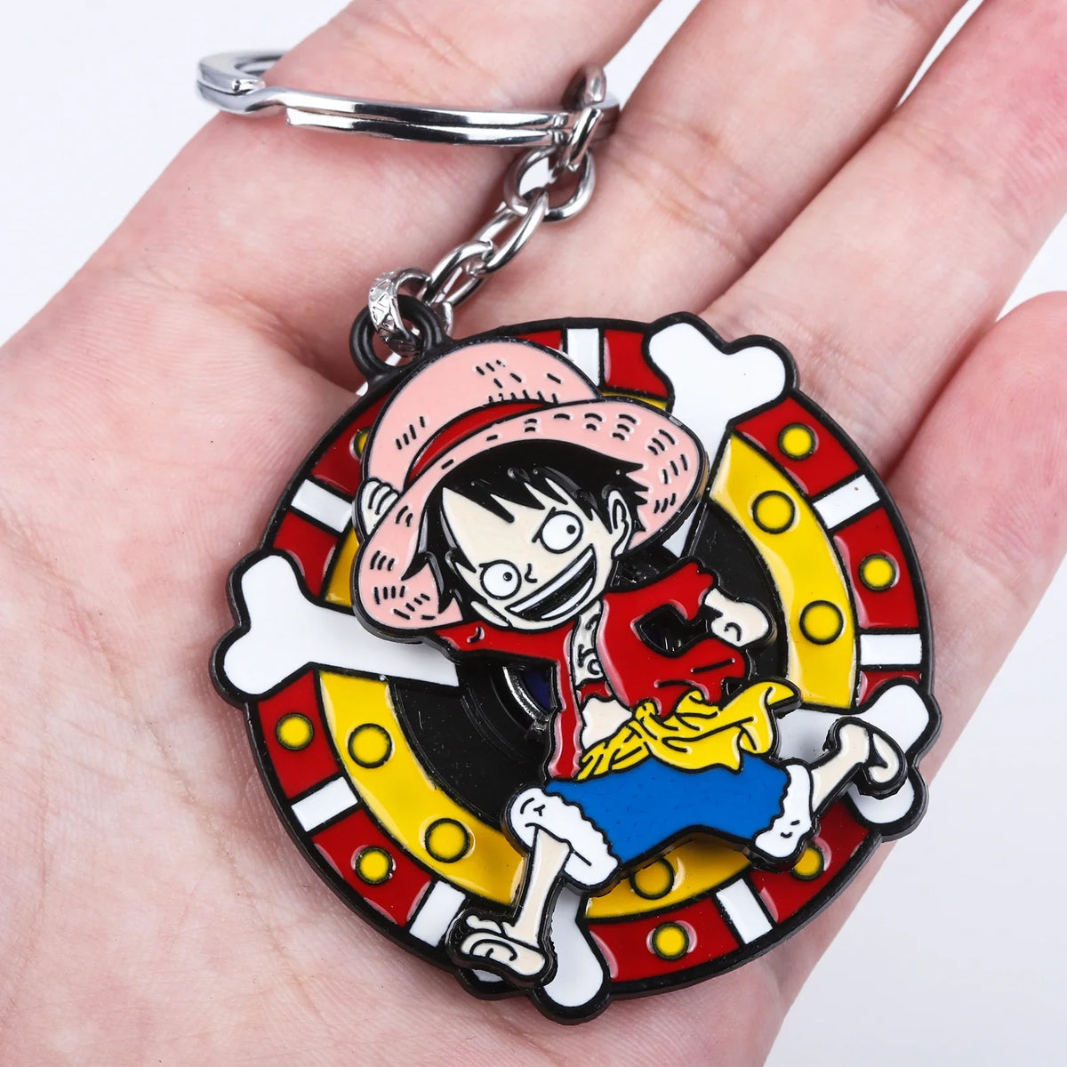 One Piece Luffy Straw Hat Keychain Rotatable Zoro Skull Metal Pendant Role-Playing Decorative Accessories Fan Jewelry Gift