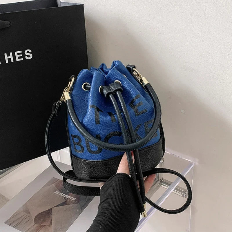 Women's Bucket Bag | PU Drawstring Shoulder and Crossbody Handbag