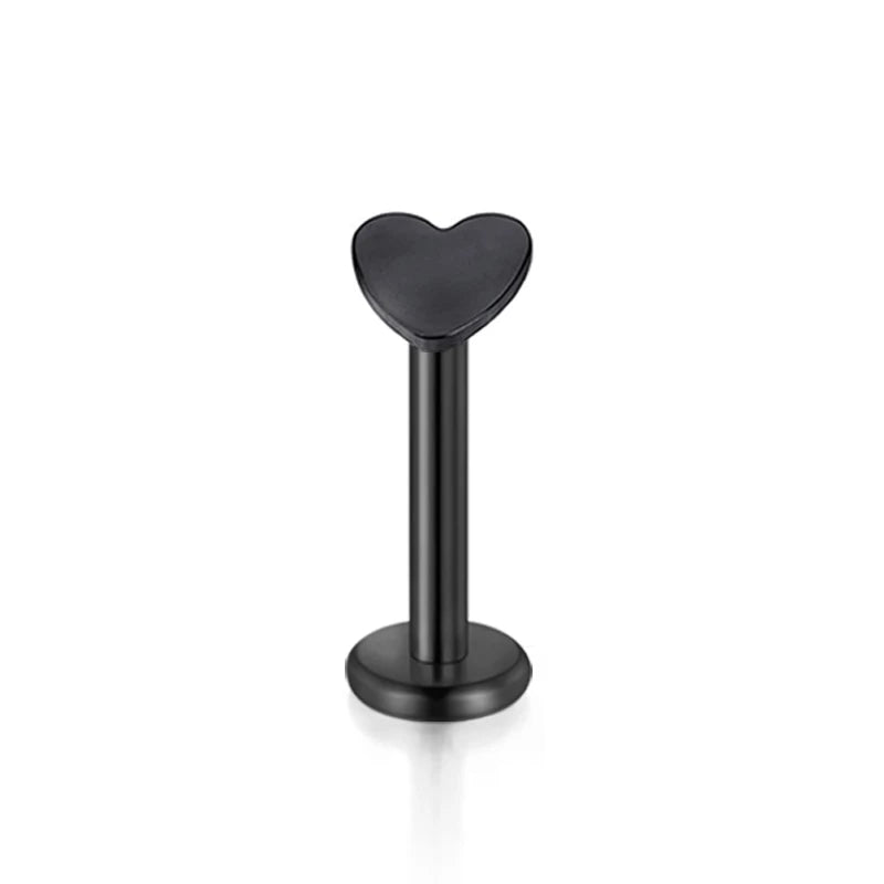 WKOUD 16G Stainless Steel Lip Labret Piercing Crystal Ball Monroe Lip Stud Helix Tragus Conch Piercing Cartilage Earrings Black