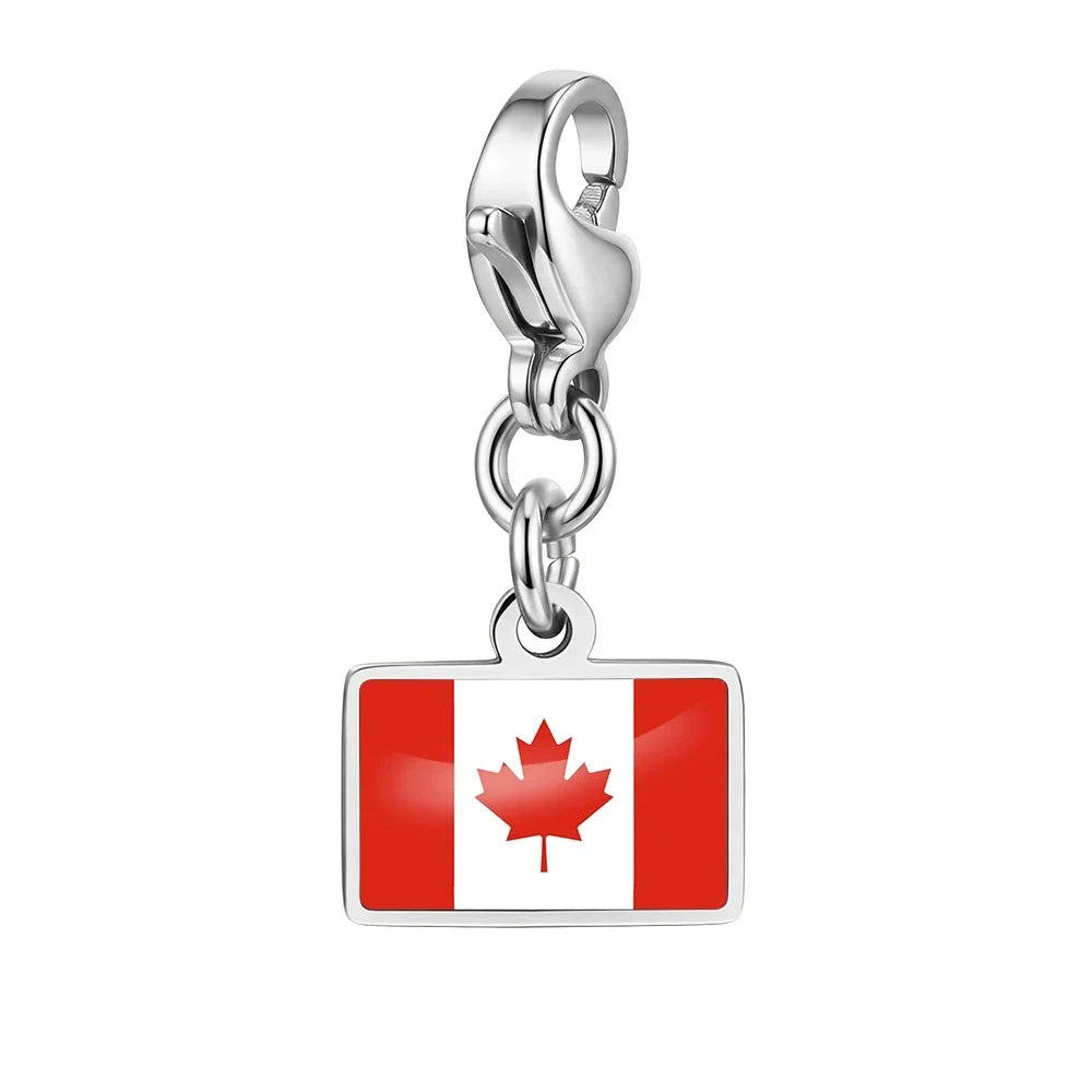 10mm Country Flag Charms Pendant Necklace Bracelet Keychain Bagchain Stainless Steel  Jewelry A Commemorative Gift For A Friend