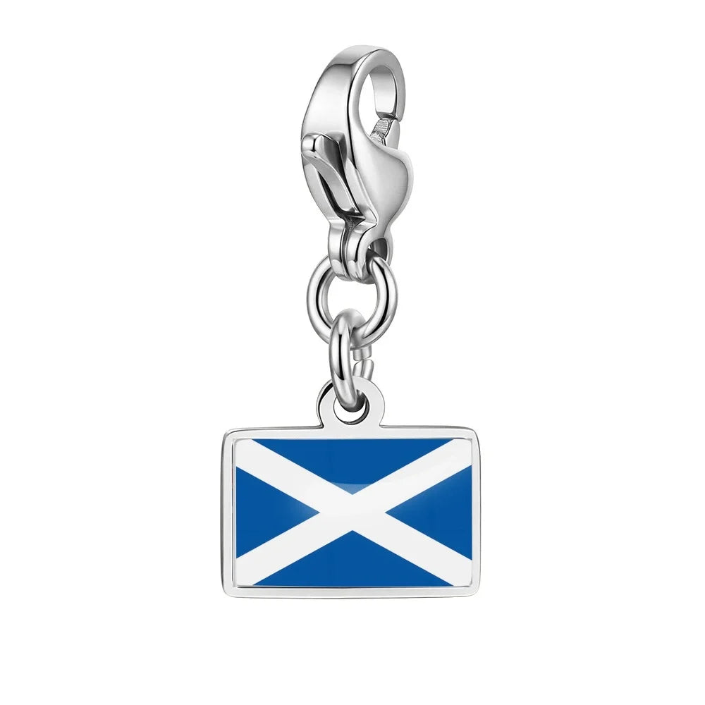 10mm Country Flag Charms Pendant Necklace Bracelet Keychain Bagchain Stainless Steel  Jewelry A Commemorative Gift For A Friend