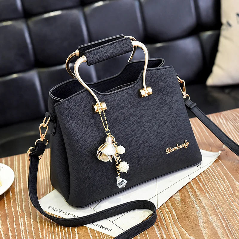 Luxury Handle Bags for Women | PU Leather Pendant Crossbody Bag & Large Capacity Messenger Handbag (Middle-Aged Mommy Bags Tote Purse)