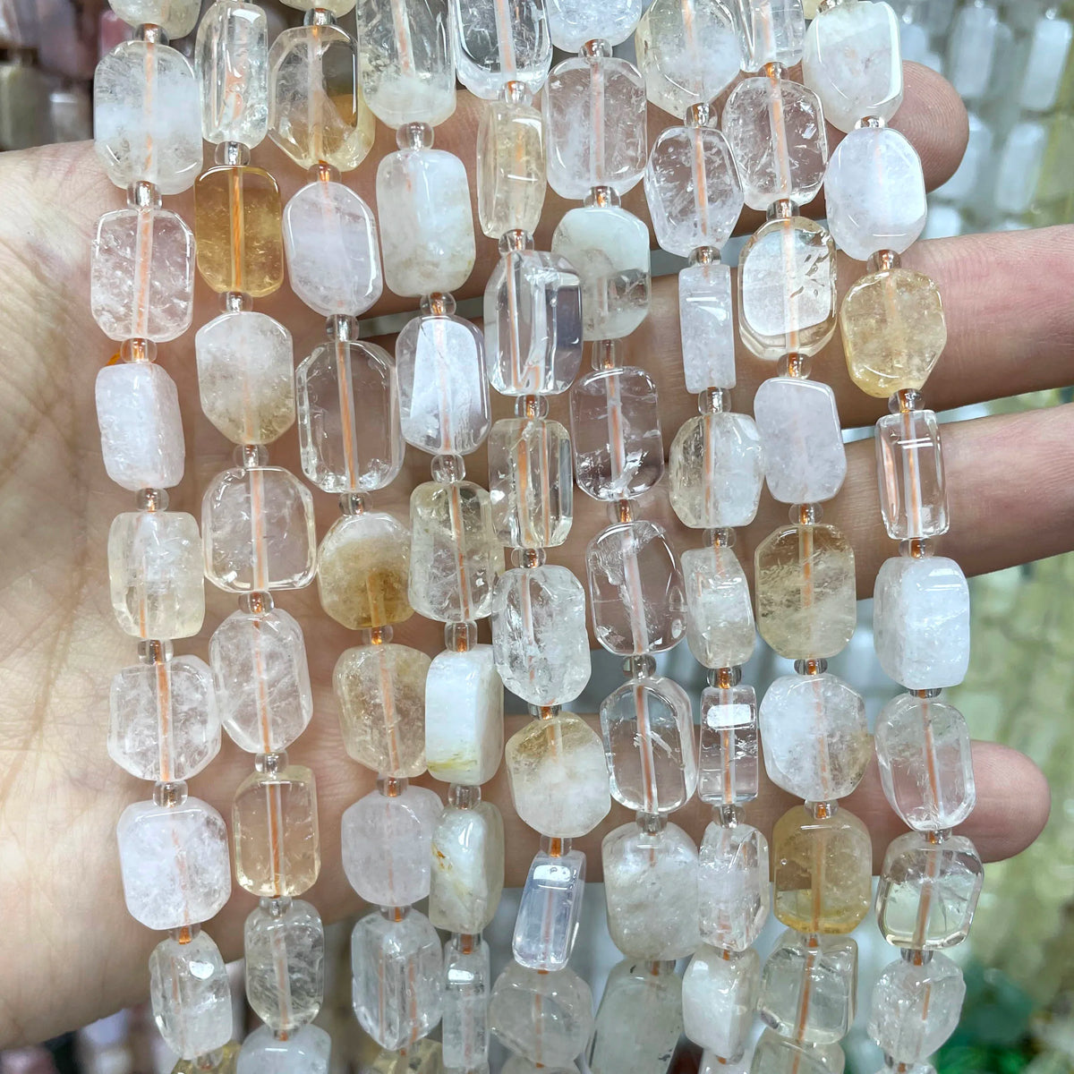 Natural Stone Flat Rectangle Amethyst Lapis Lazuli Quartz Apatite Spacer Beads For Jewelry Making Diy Bracelet Accessorie 8*12MM