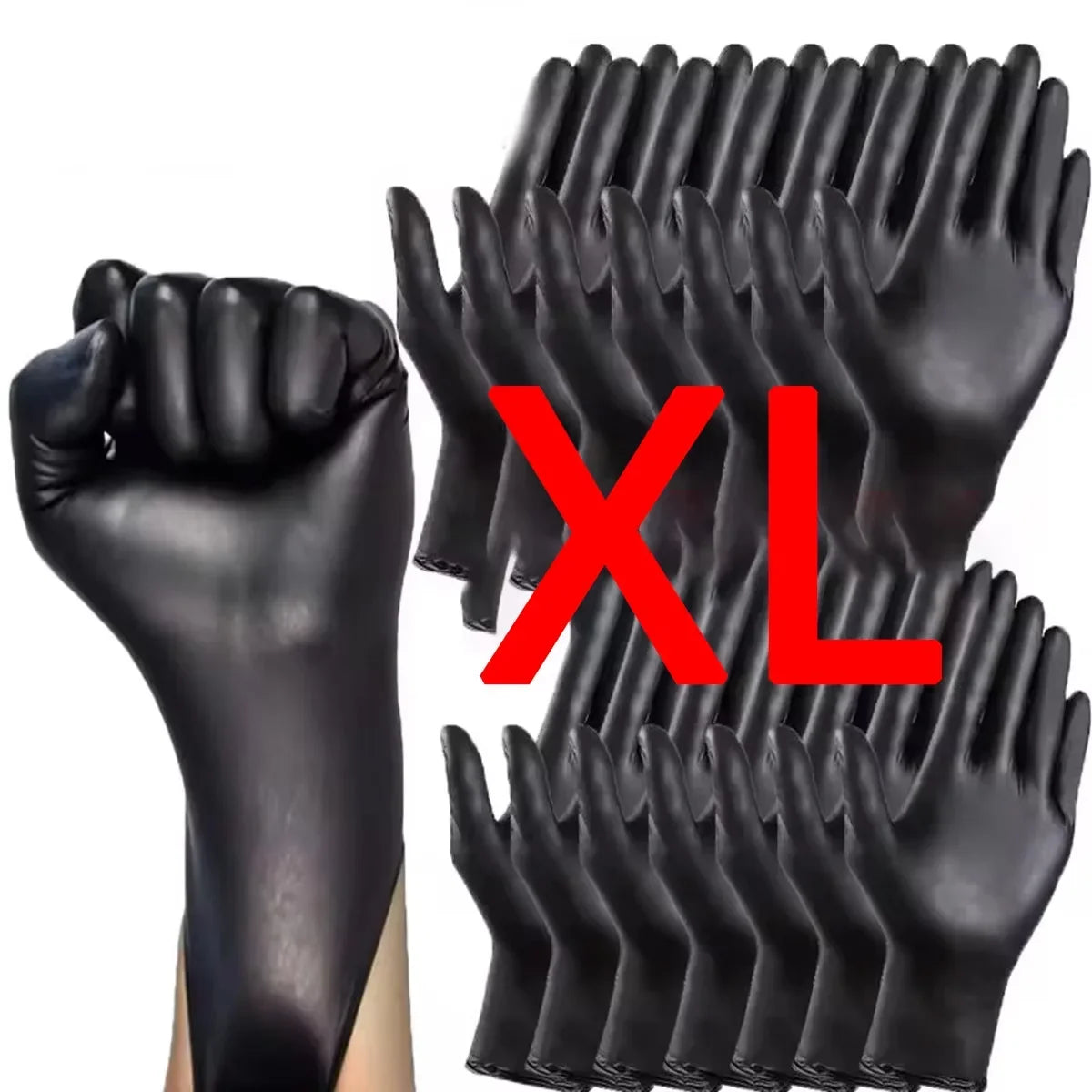 100/50/20/10pcs Black Nitrile Gloves Thickened Disposable Cleaning Hairdressing Gloves Waterproof Household Industrial Gloves