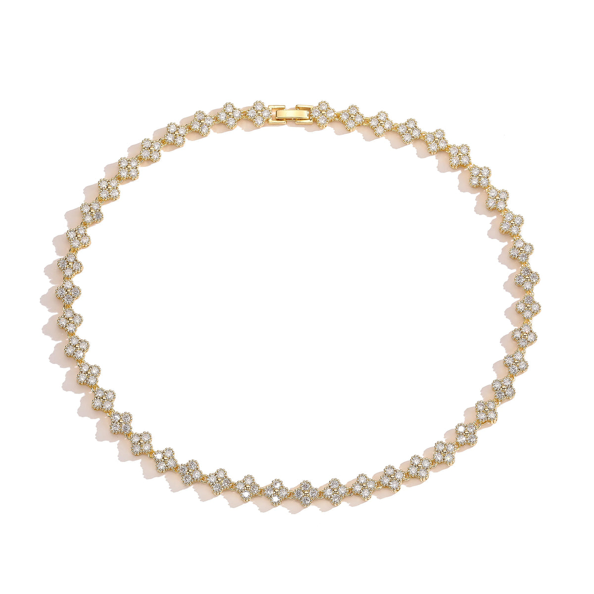 HECHENG,AAAAA Brass 18K gold-plated Flower Necklace Bracelet Jewelry Set ，for Christmas gift for women and best friend