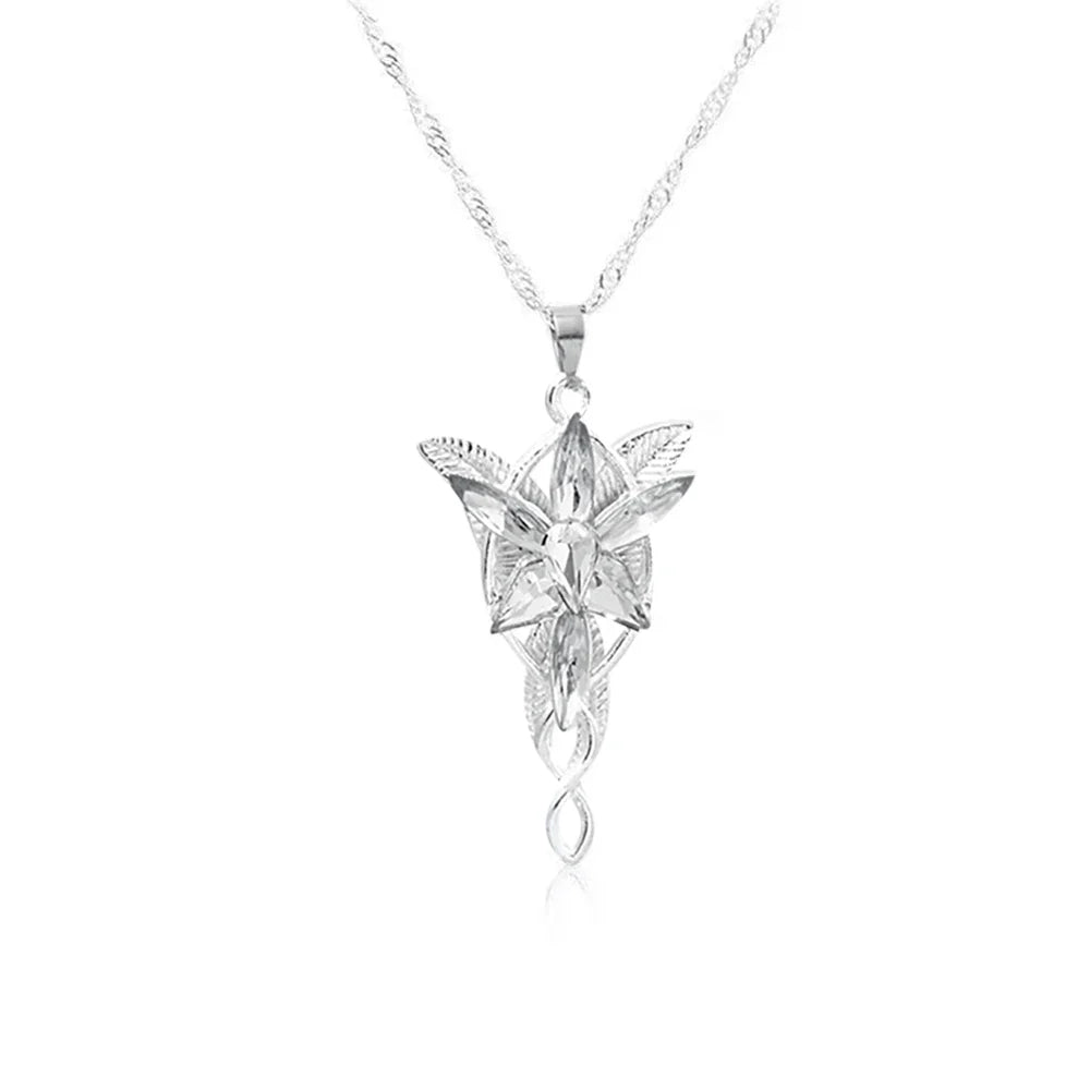 Movie The Lord Arwen Evenstar Necklace Elf Princess Arwen Twilight Star Crystal Pendant Necklaces for Women Choker Jewelry Gift