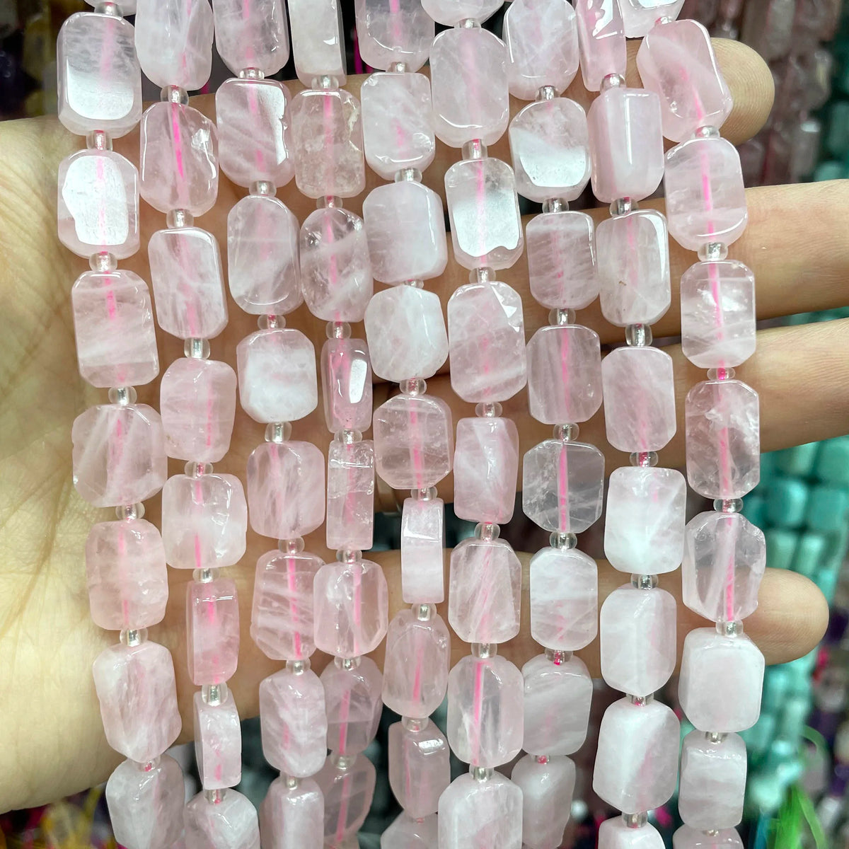 Natural Stone Flat Rectangle Amethyst Lapis Lazuli Quartz Apatite Spacer Beads For Jewelry Making Diy Bracelet Accessorie 8*12MM