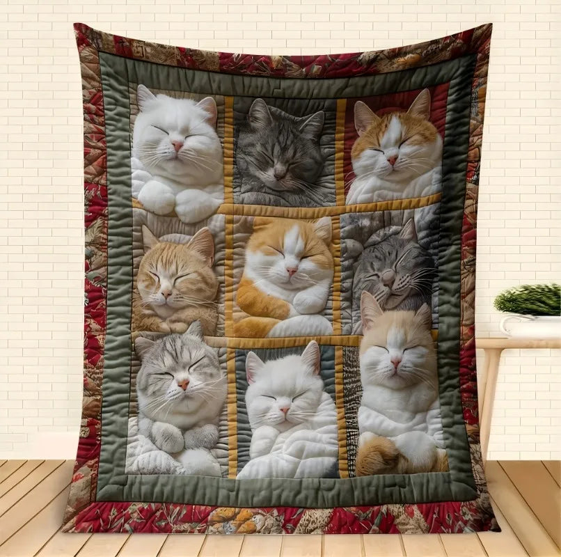 1PC Throw Cute Animals theme Cats Dogs Lover Flannel Blanket Gifts Soft Warm thin Blankets for Sofa Bed Car Camping all season