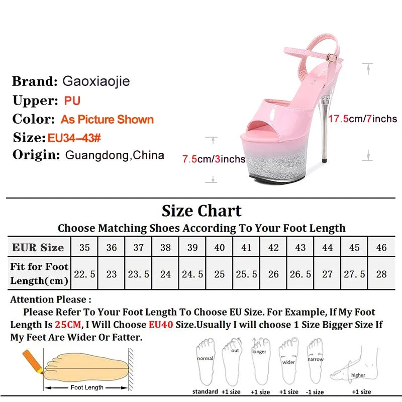 7Inch Runway Style Thin High Heels Europe And America Women Platform Sandals 2025 New Summer Night Club Shoes For Woman Big Size