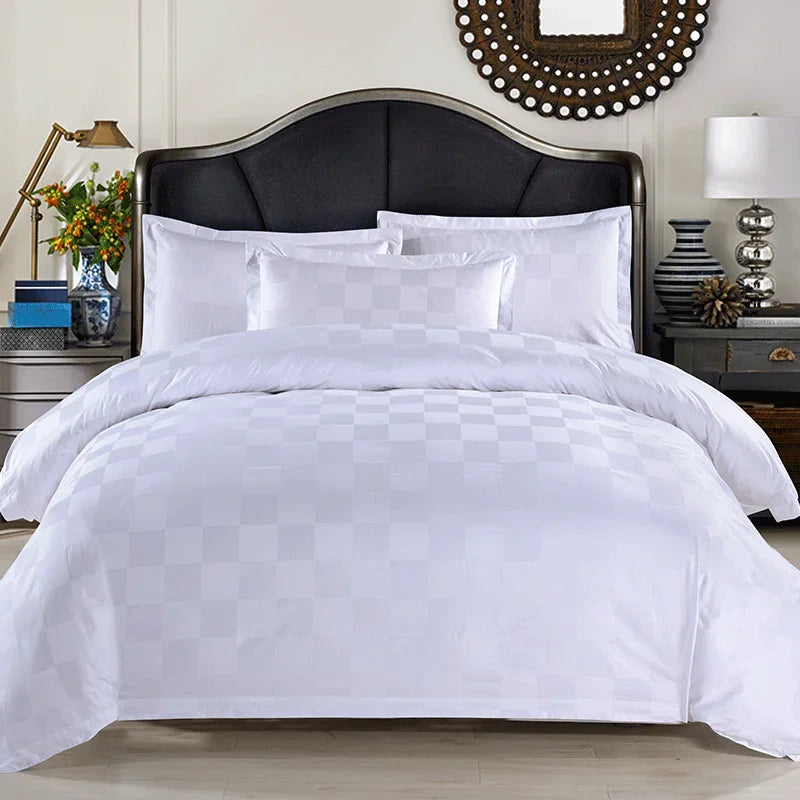 1set Luxury 100 Egypt Cotton Duvet Cover 5 Stars Hotel  Quilt Cover Pure Cotton Satin Strip Bed Line Duvet Case 2pcs Pillowcases