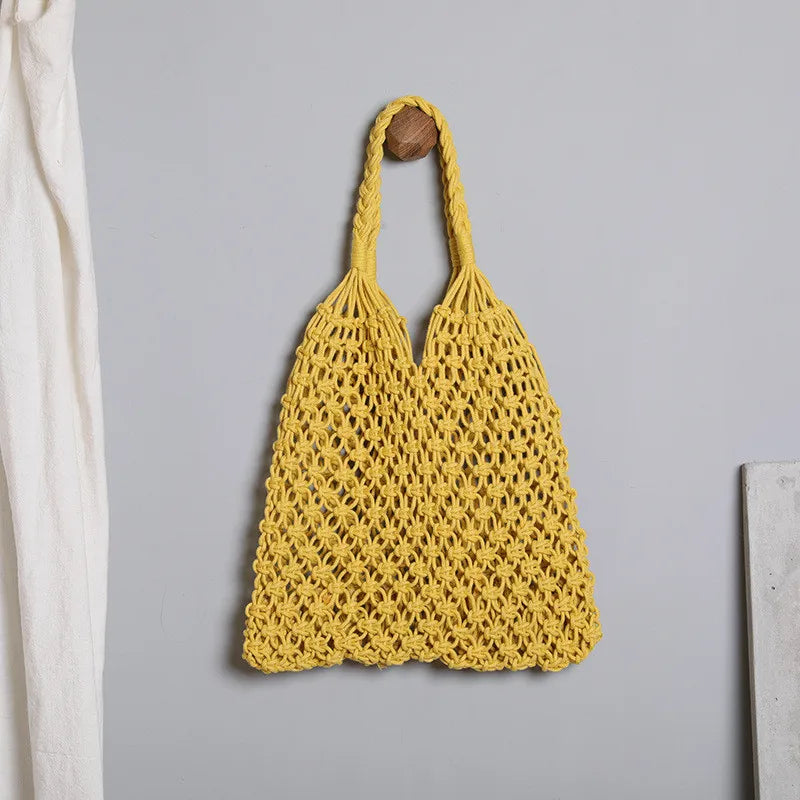 Women's Large Capacity Straw Handbag Totes | Hollow Out Shoulder Bags & Vintage Travel Beach Bag (Shopping Pack)
