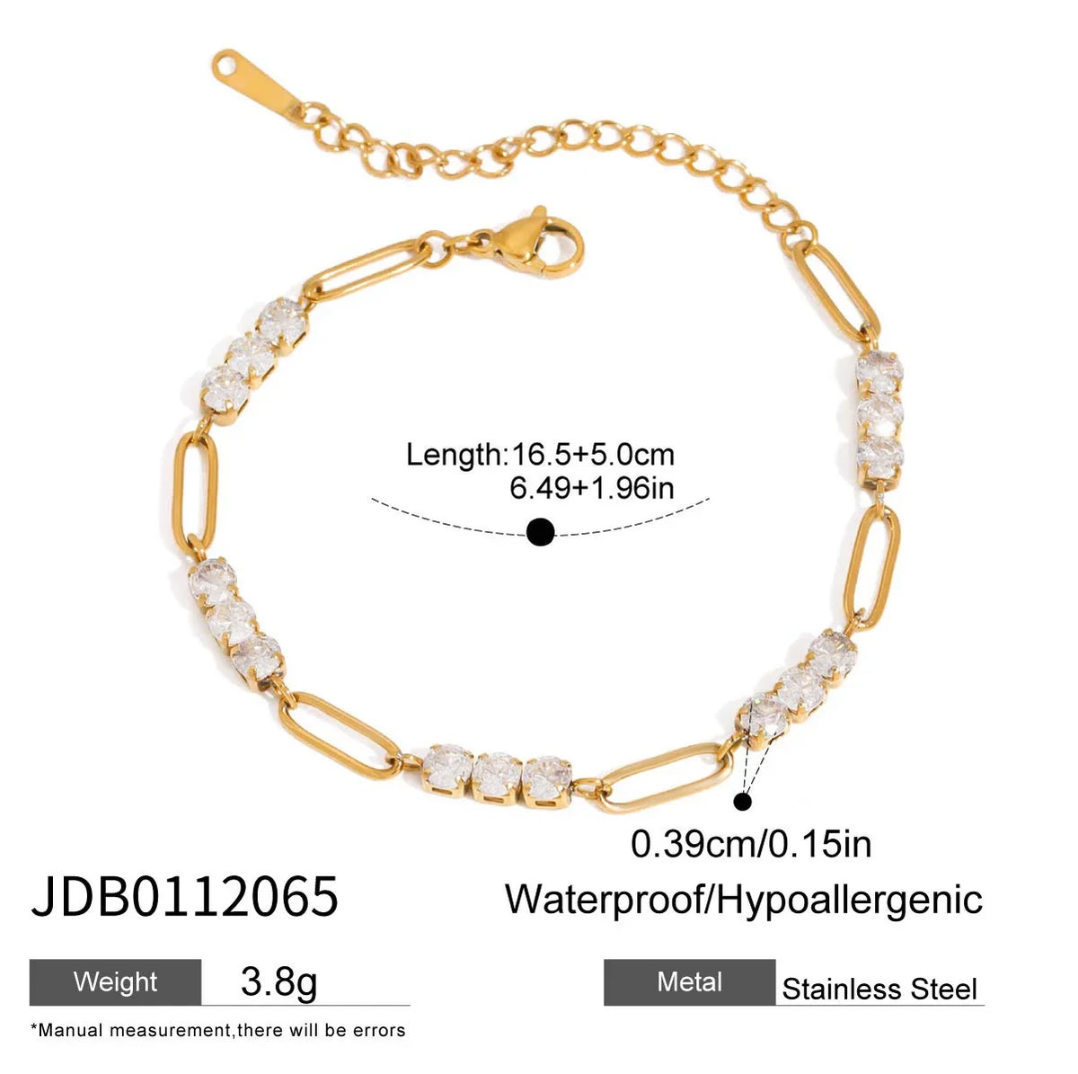 Uworld Fashion Zircon Serpentine Bracelet Ring Stainless Steel Finger Bracelet Stackable Chain Women's Accessories Party Gift