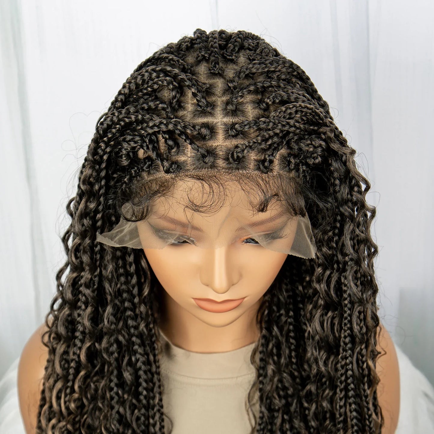 32" Boho Knotless Braided Wig | Bohemian Box Braids | Lace Front Wig with Baby Hair | Synthetic Hair