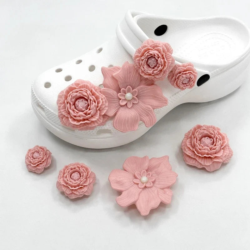 Cute Shoe Charms Set DIY Flower Hole Shoe Buckle Shoes Accessories 3D Flower Bouquet Bone White Hole Shoe Decorations For Women