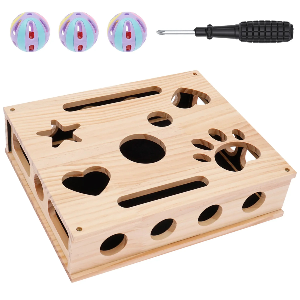 Cat Nail File Box Toy with Bell Ball and Sandpaper Inside Cat Scratch Puzzle Play Nail Care Interactive Pet Toy Stress Free