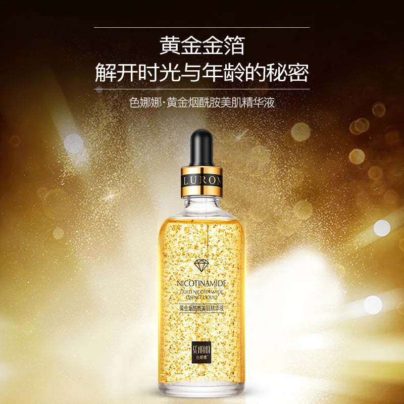 100ml 24k Gold Nicotinamide Facial Essence Hydrating and Moisturizing and Preventing Dryness Skin Hyaluronic Acid Face Serum