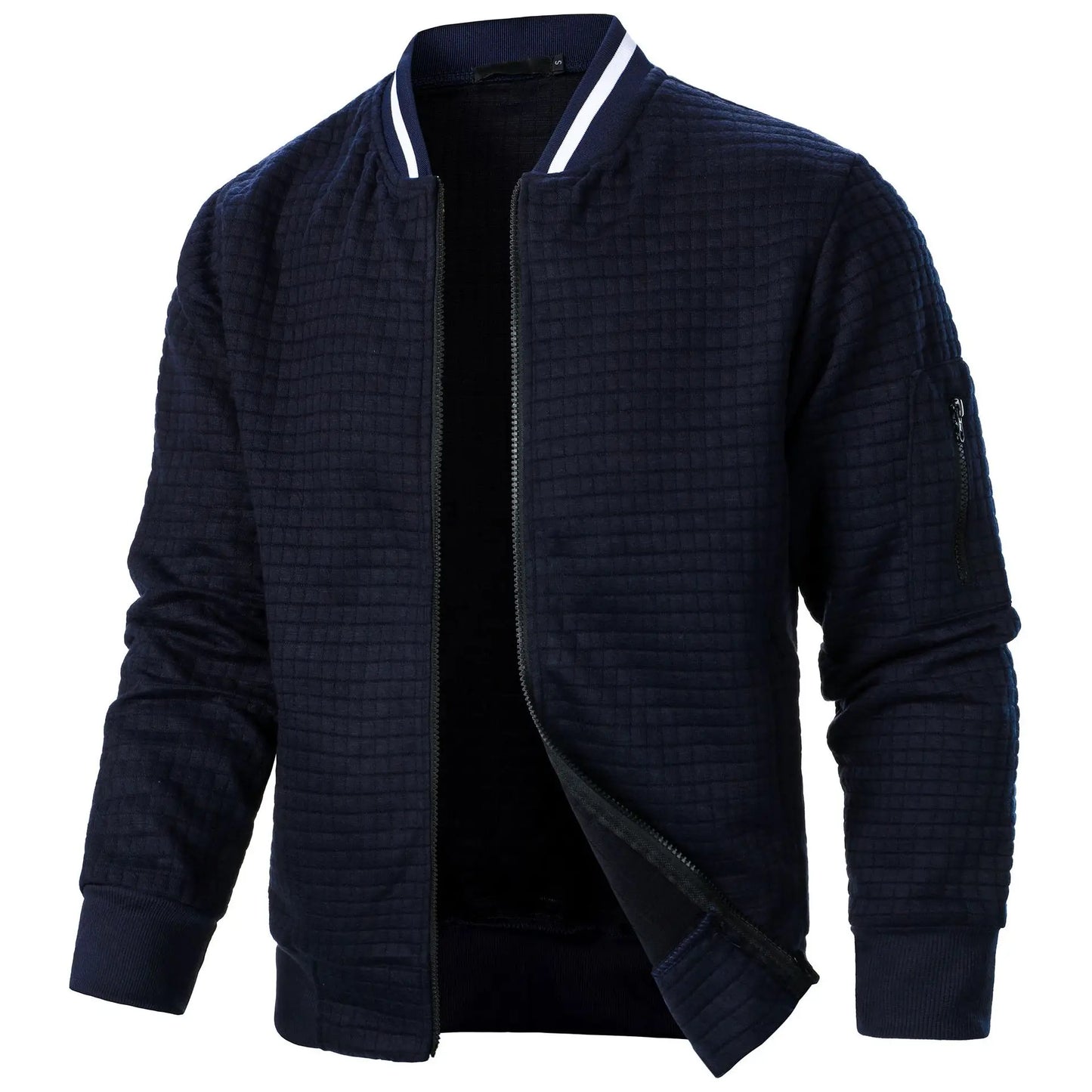 2024 Hot Selling Men's Four Seasons Waffle Full Zipper Top Men's Slim Fit Versatile Sweatshirt Men's Casual Cardigan Sweatshirt