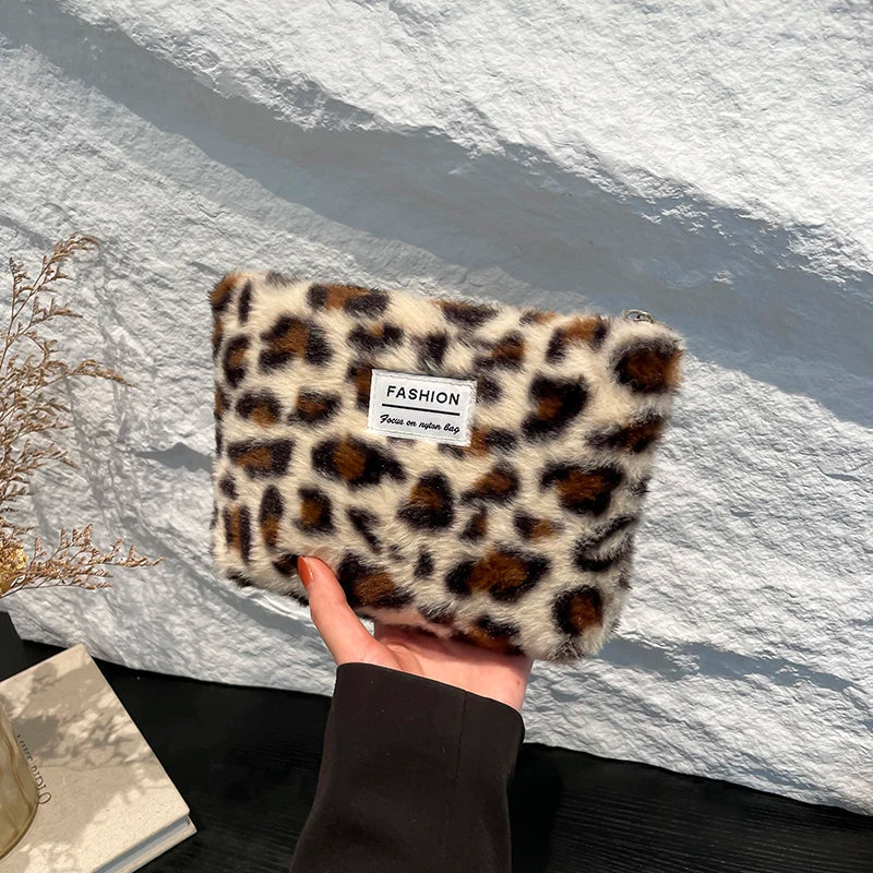 Leopard Print Makeup Bag | Soft Cotton Travel Toiletry Bag