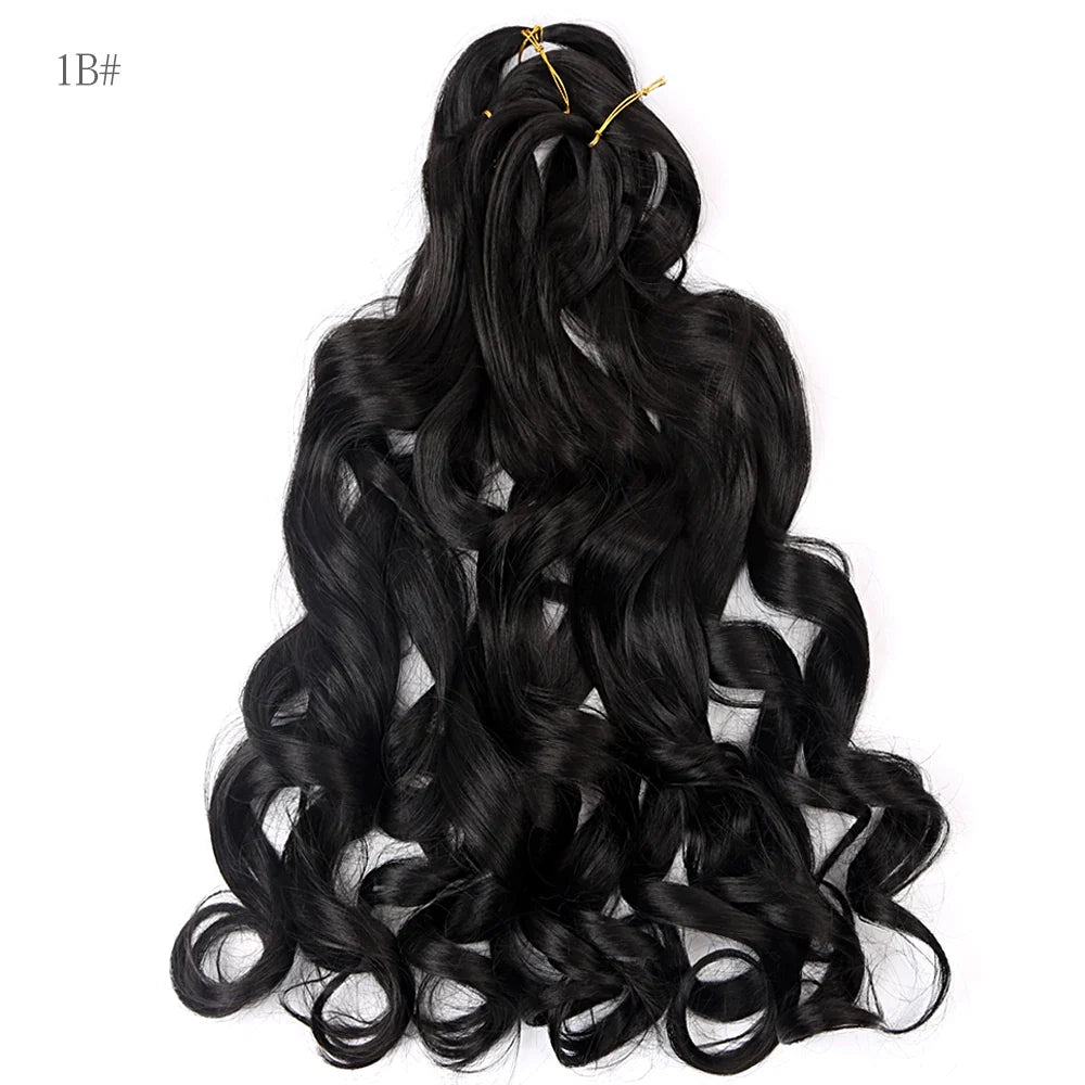 French Curly Crochet Braiding Hair - Ombre Spiral Curls - Pre-Stretched Synthetic Hair Extensions