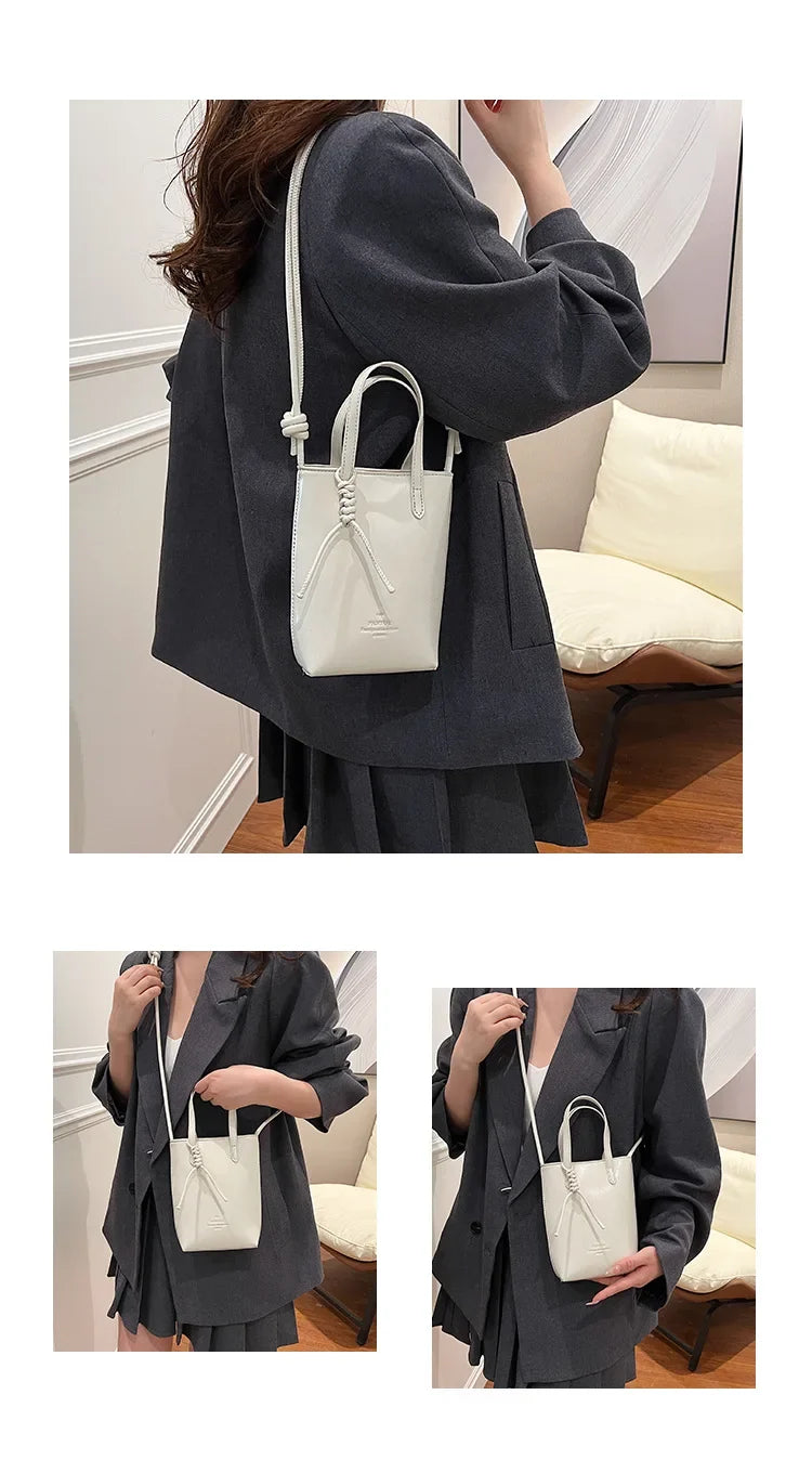 Leather Mini Crossbody Bag for Women | New Korean Fashion Luxury Shoulder Bag & Simple Retro Handbag
